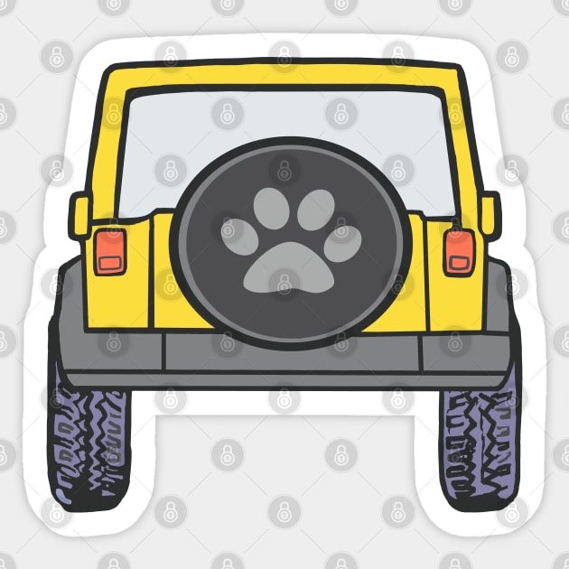 Yellow Wrangler 4x4 with Paw Print Cover Sticker by Trent Tides